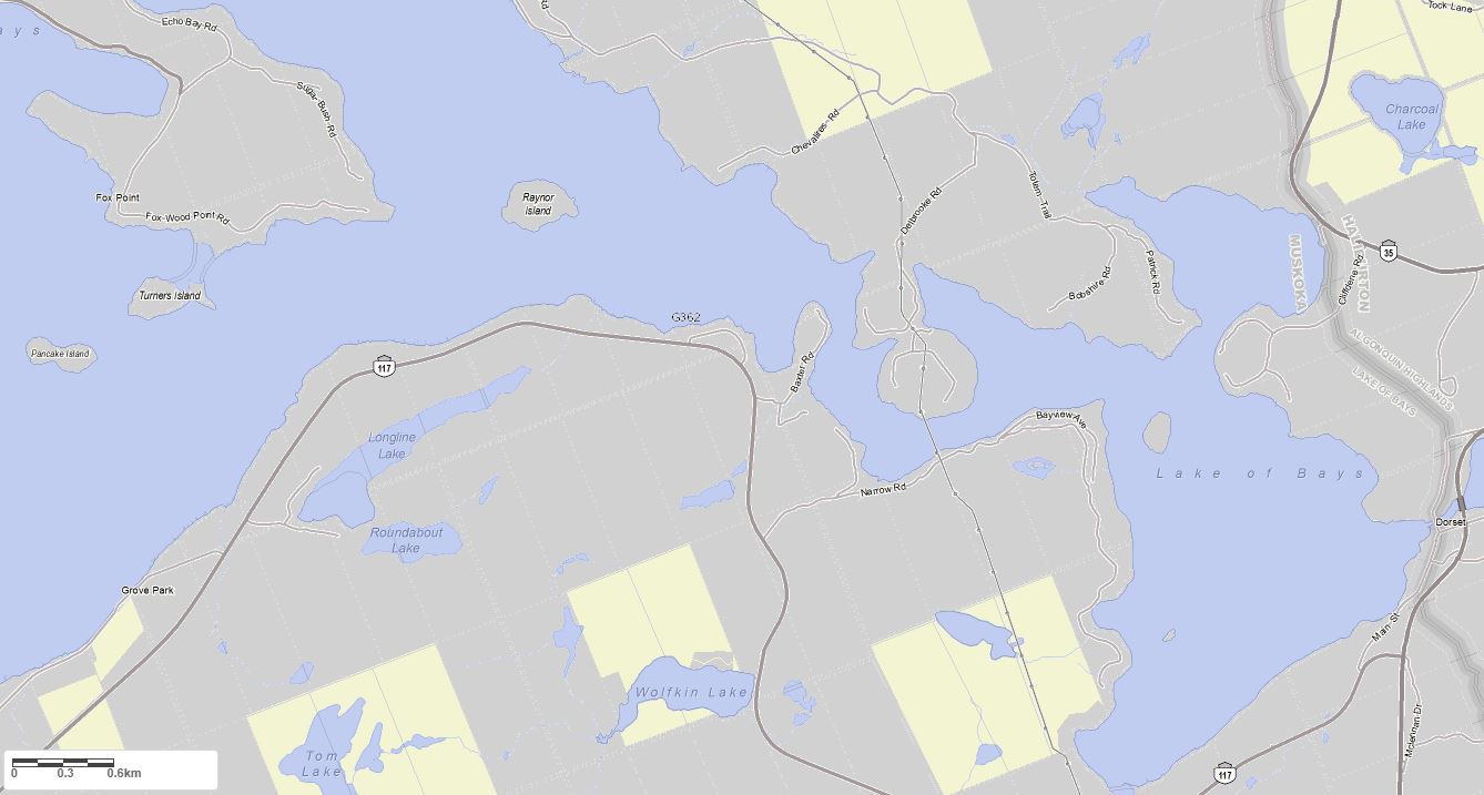 Crown Land Map of Longline Lake in Municipality of Lake of Bays and the District of Muskoka